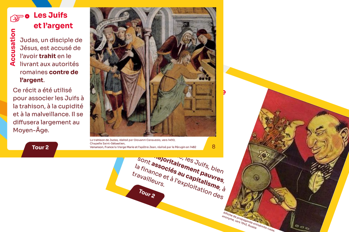 Cartes « Les Juifs et l'argent » et « Les Juifs et la finance » — Fresque contre l'antisémitisme